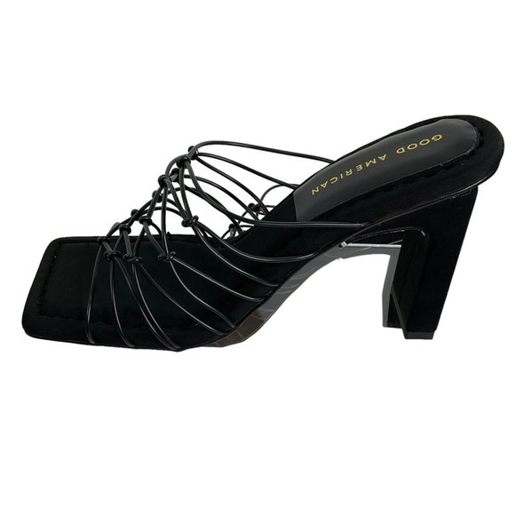 Good American Shoes Womens Size 8 Black Strappy Heels Caged Mule $260 Nwb - Picture 6 of 10